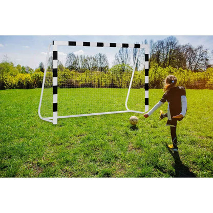 Fodboldmål 300x200x90 cm Stål Sort Hvid