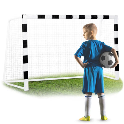 Fodboldmål 300x200x90 cm Stål Sort Hvid