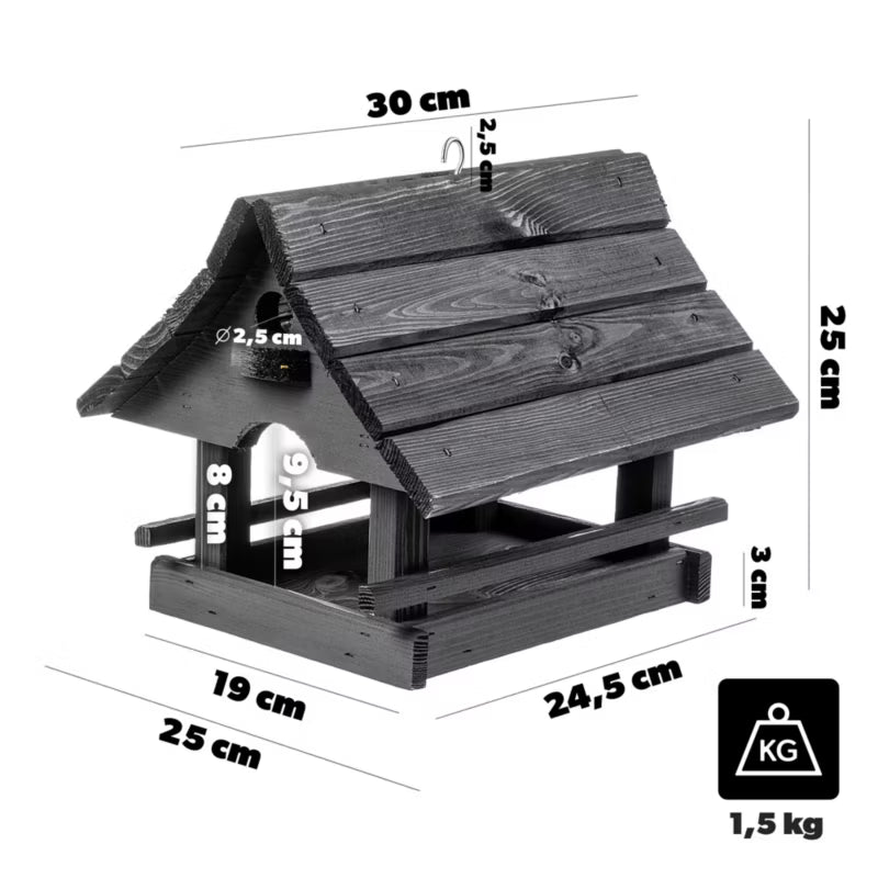 Foderbræt Hus 30x25 cm Antracit Træ