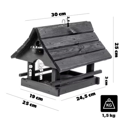 Foderbræt Hus 30x25 cm Antracit Træ