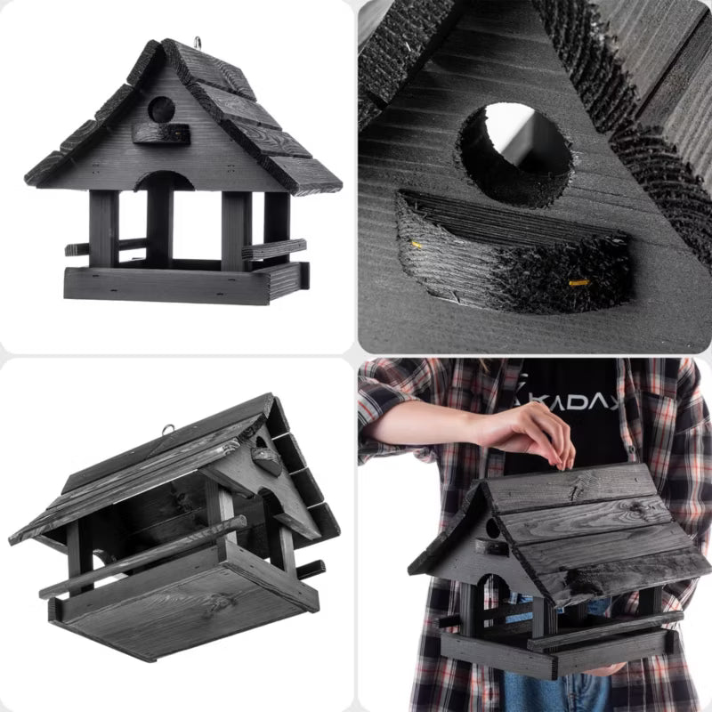Foderbræt Hus 30x25 cm Antracit Træ