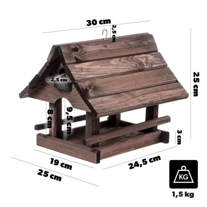 Foderbræt Hus 30x25 cm Brun Træ