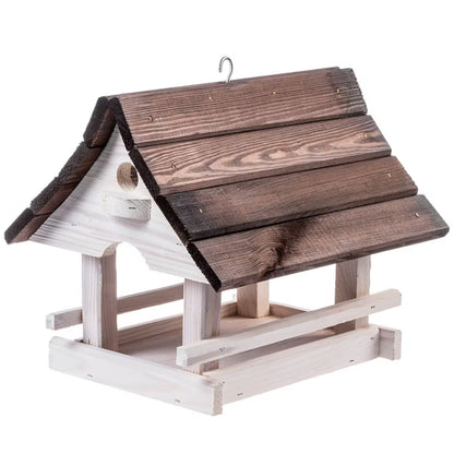 Foderbræt Hus 30x25 cm Hvid Brun Træ