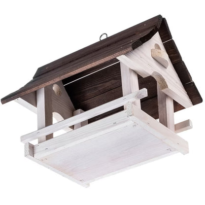 Foderbræt Hus 30x25 cm Hvid Brun Træ