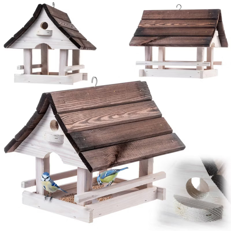 Foderbræt Hus 30x25 cm Hvid Brun Træ