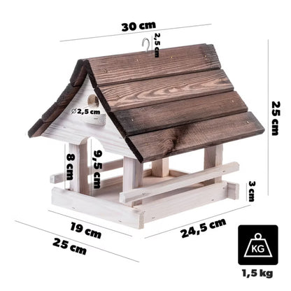 Foderbræt Hus 30x25 cm Hvid Brun Træ