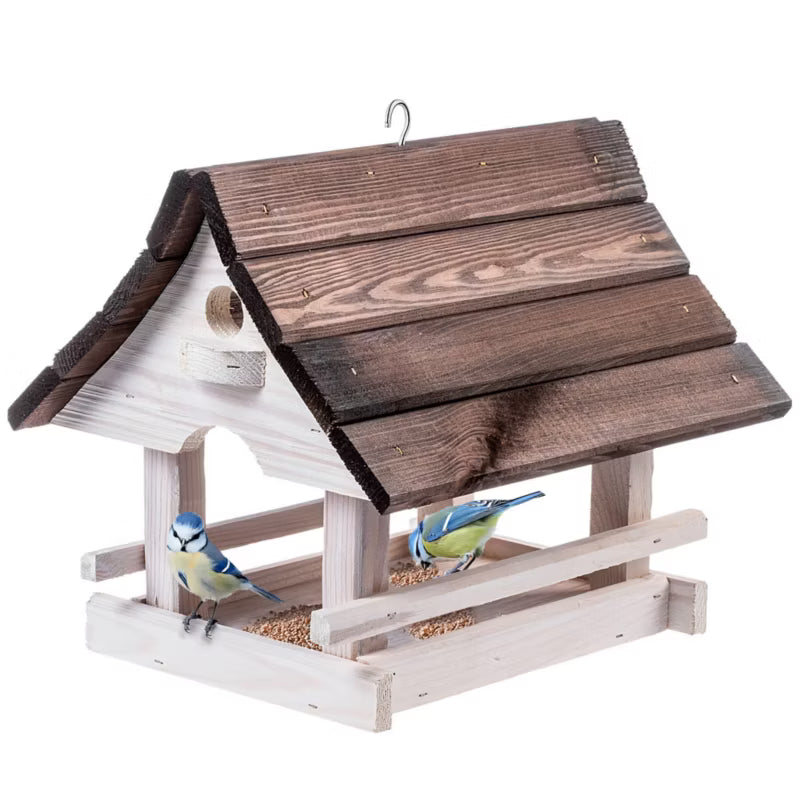 Foderbræt Hus 30x25 cm Hvid Brun Træ