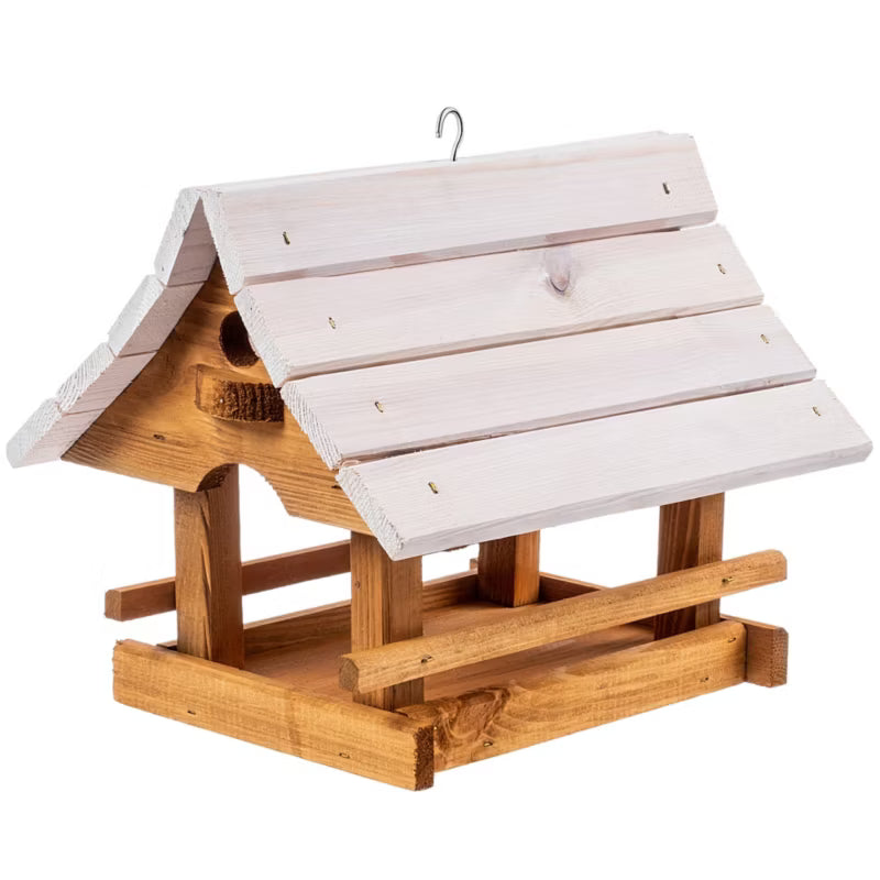 Foderbræt Hus 30x25 cm Natur og Hvid Træ