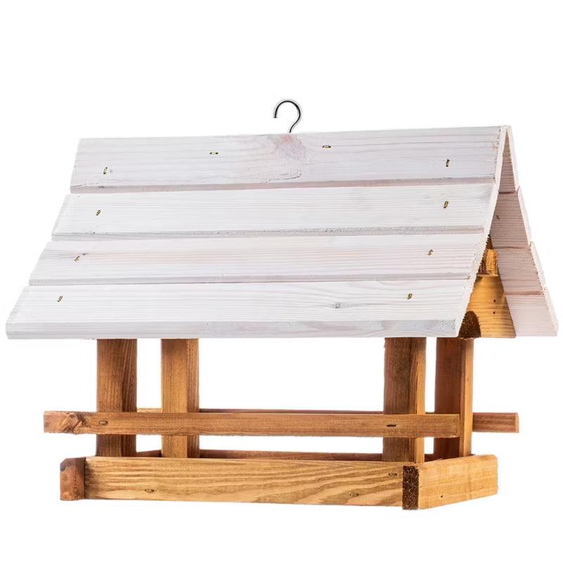 Foderbræt Hus 30x25 cm Natur og Hvid Træ
