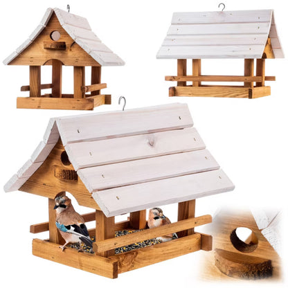 Foderbræt Hus 30x25 cm Natur og Hvid Træ