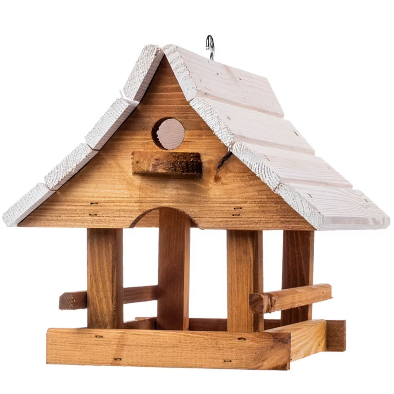 Foderbræt Hus 30x25 cm Natur og Hvid Træ