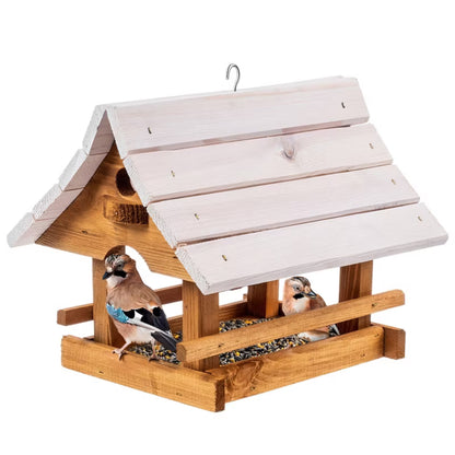 Foderbræt Hus 30x25 cm Natur og Hvid Træ