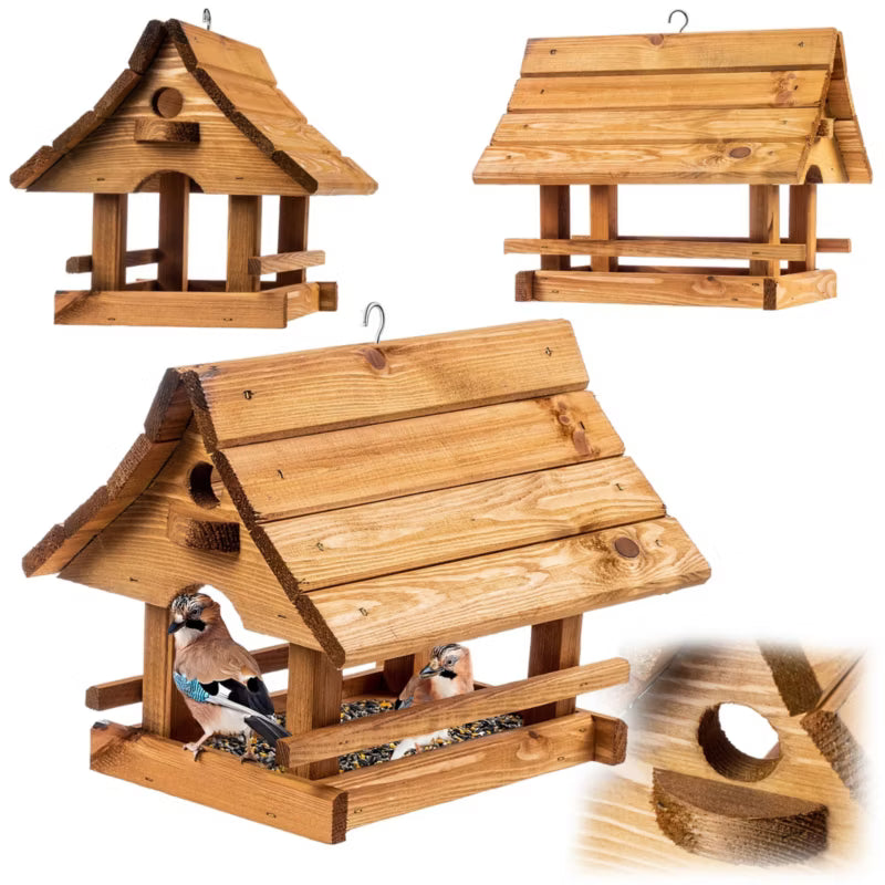 Foderbræt Hus 30x25 cm Træ Natur