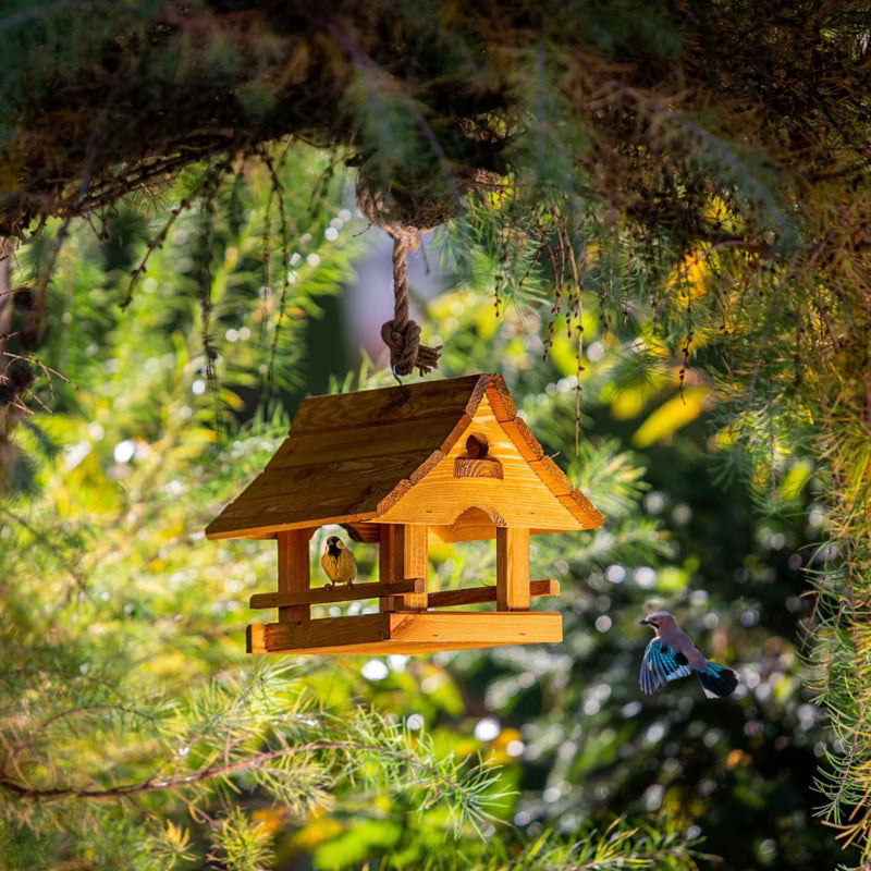 Foderbræt Hus 30x25 cm Træ Natur