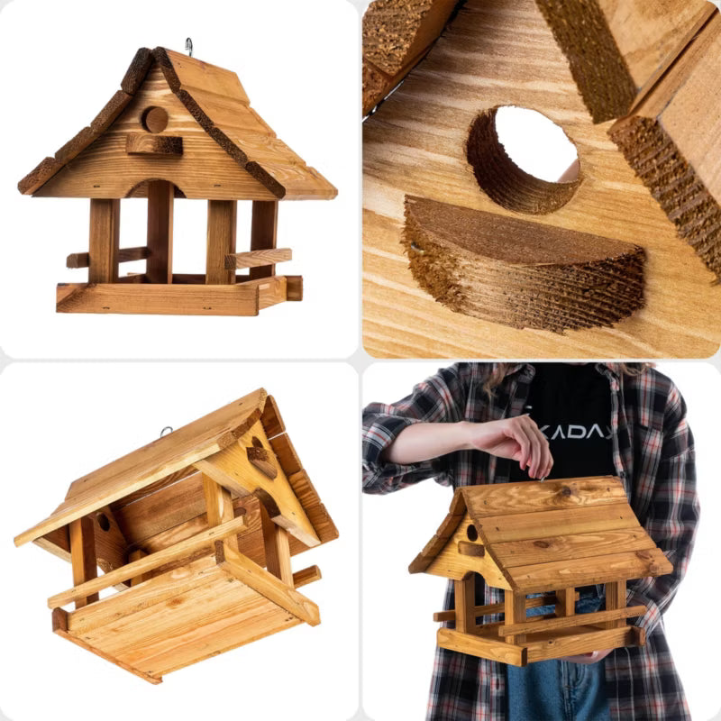 Foderbræt Hus 30x25 cm Træ Natur