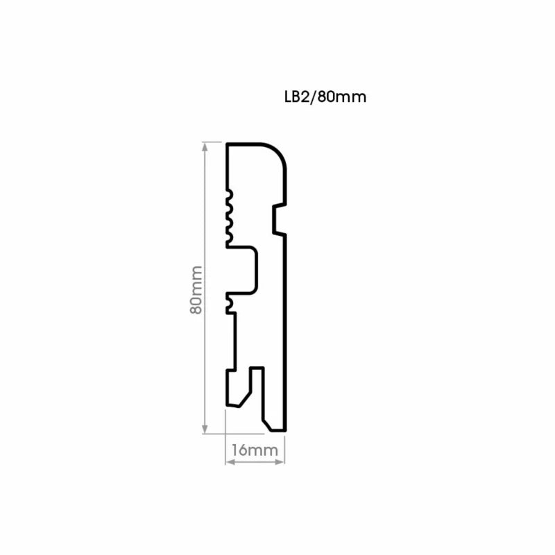 Fodliste 200 cm Hvid Lak 80 mm