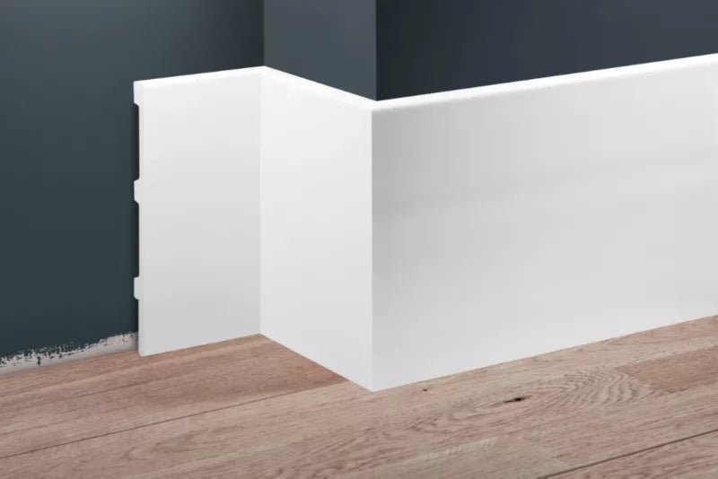 Fodpanel i Hvid Højglans Polystyren 244 x 19,5 cm