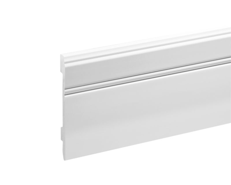 Fodpanel i Hvid Mat Polystyren 244x10,7x1,2 cm