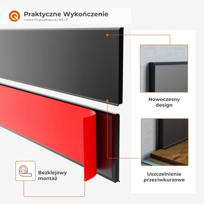 Fodpanel PVC 100 mm x 10 m Sort Selvklæbende