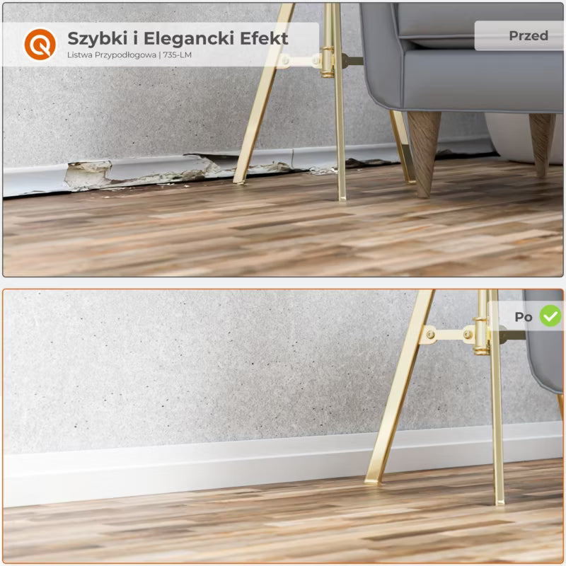 Fodpanel PVC 32 mm Selvklæbende 5 m Hvid