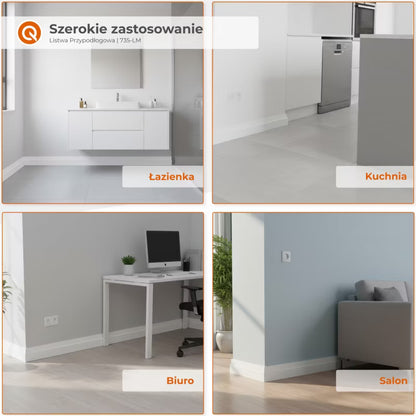 Fodpanel PVC 32 mm Selvklæbende 5 m Hvid