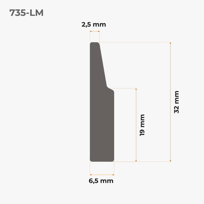 Fodpanel PVC 32 mm Selvklæbende 5 m Hvid