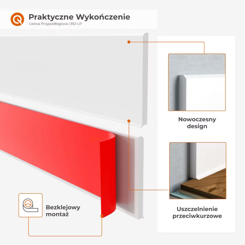 Fodpanel PVC FLEX 100 mm x 10 m Selvklæbende