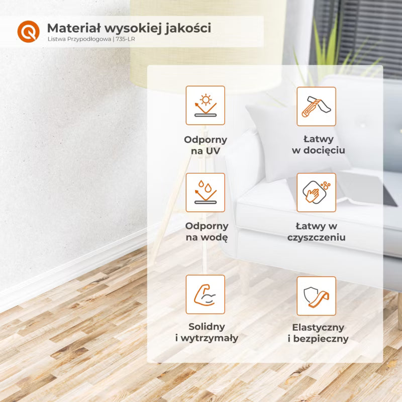Fodpanel PVC Selvklæbende 32 mm Hvid 5 m