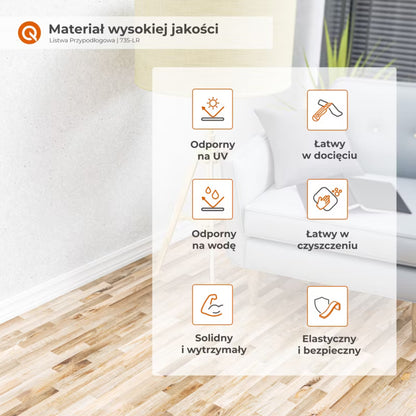Fodpanel PVC Selvklæbende 32 mm Hvid 5 m