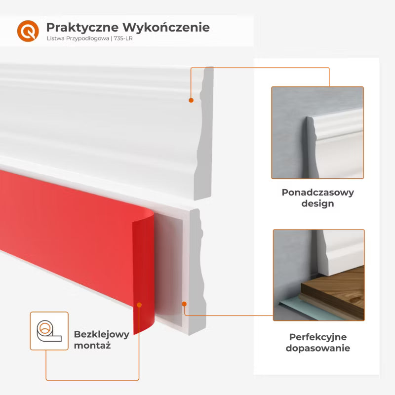 Fodpanel PVC Selvklæbende 32 mm Hvid 5 m