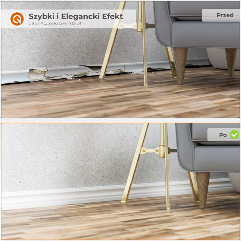 Fodpanel PVC Selvklæbende 32 mm Hvid 5 m