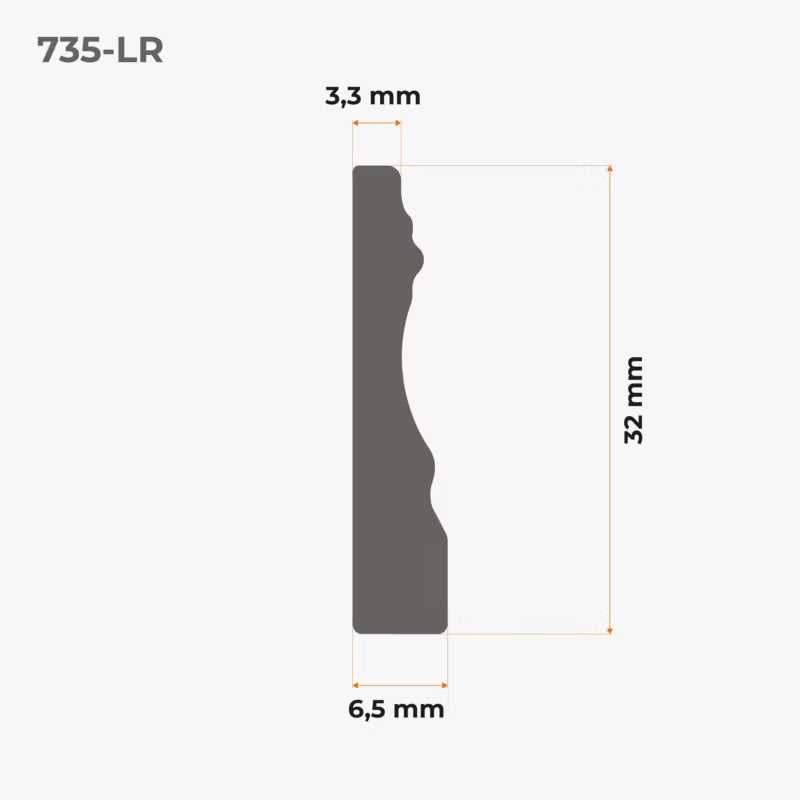 Fodpanel PVC Selvklæbende 32 mm Hvid 5 m