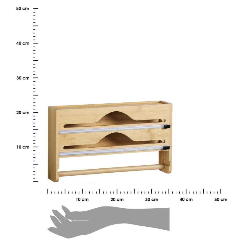 Foliedispenser med Køkkenrulleholder 36,2x7x21 cm Bambus