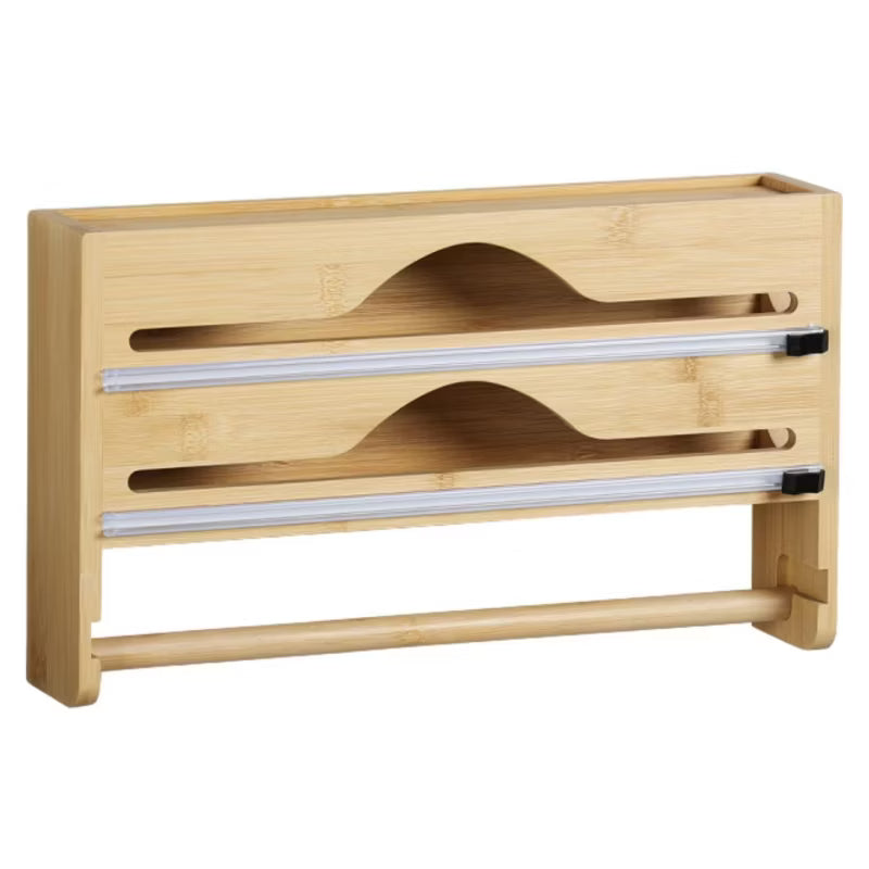 Foliedispenser med Køkkenrulleholder 36,2x7x21 cm Bambus