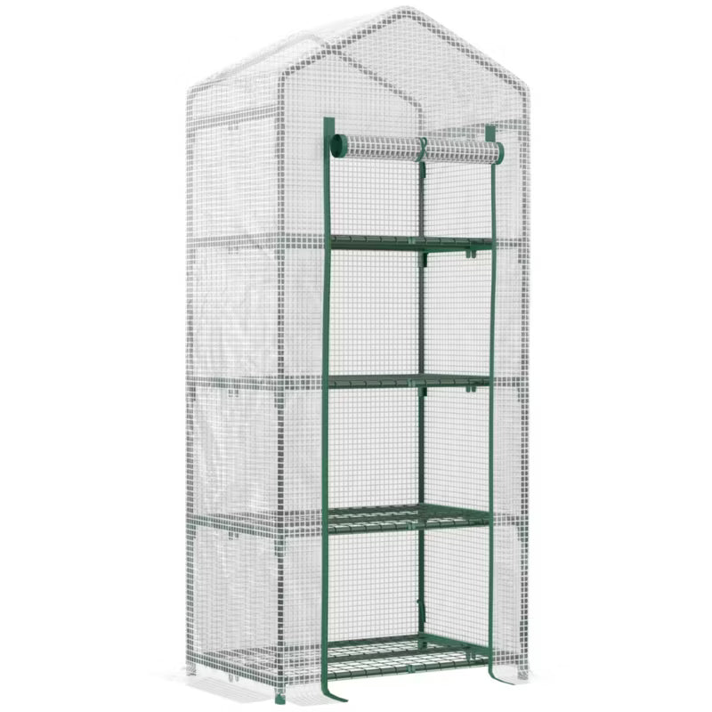 Foliedrivhus 70x50x160 cm Hvid med 4 Hylder