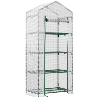 Foliedrivhus 70x50x160 cm Hvid med 4 Hylder