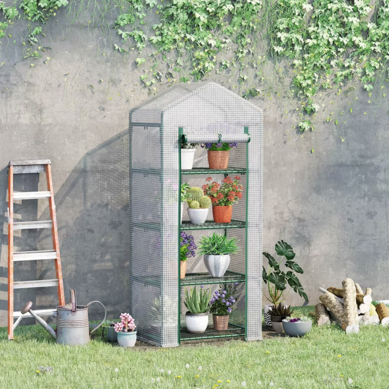 Foliedrivhus 70x50x160 cm Hvid med 4 Hylder