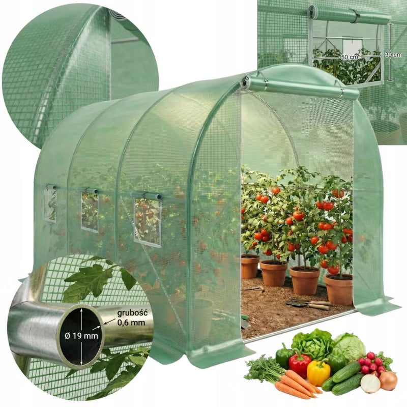 Drivhus Folietunnel 3x2x2 m Grøn 6 m²