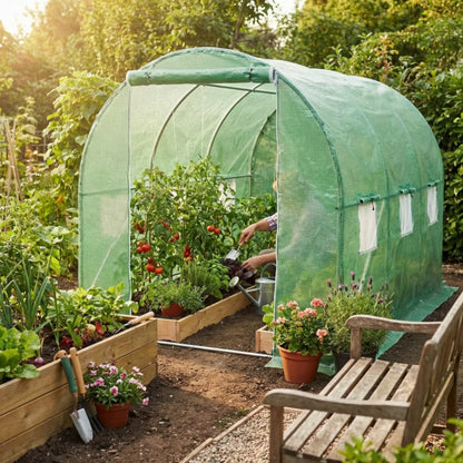 Drivhus Folietunnel 3x2x2 m Grøn 6 m²