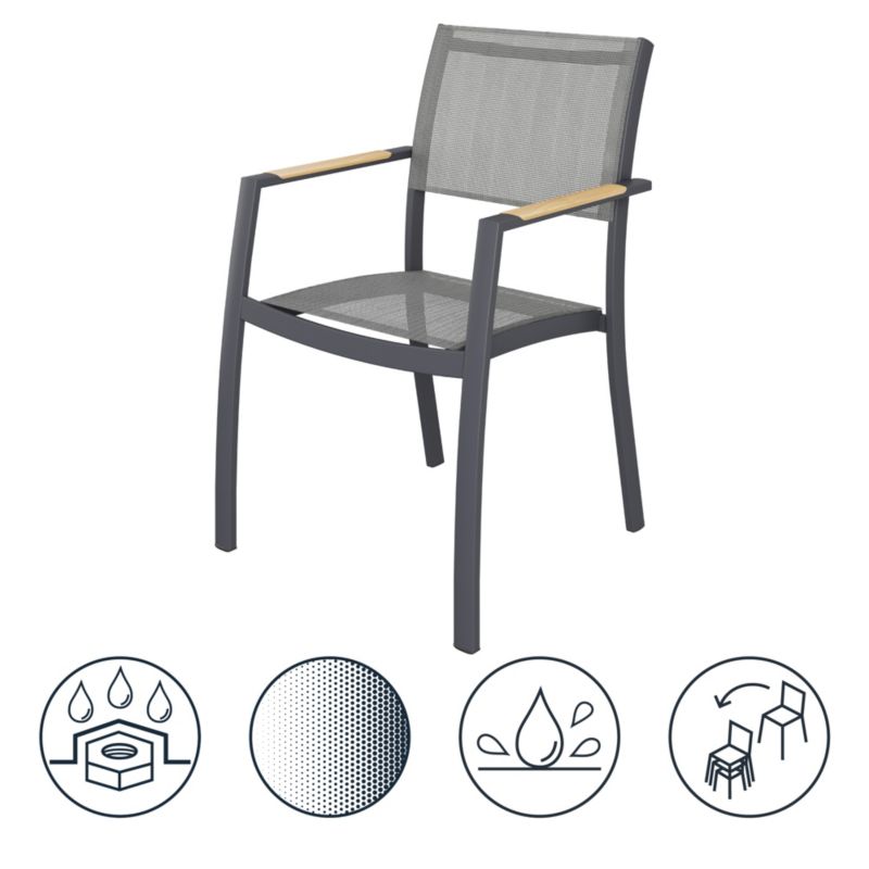 Aluminiumsrammet havefåtølj GoodHome Vao i grå