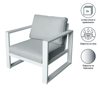 Aluminiumsramme havestole GoodHome Skandili 2 stk. grå