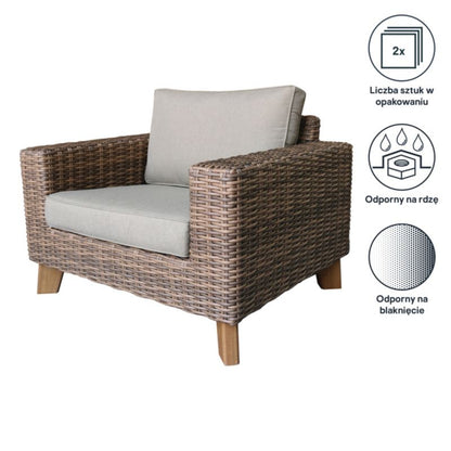 GoodHome Takutea havestole 2 stk. brun
