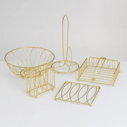 Frugtskål 26x26x11 cm Guld Metal