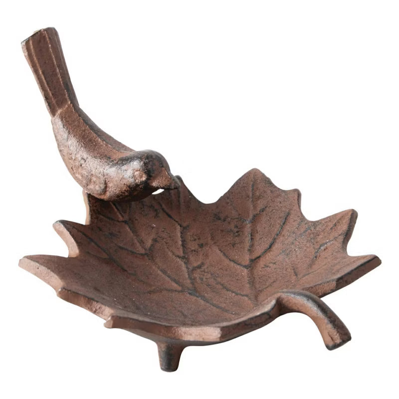 Fuglebad Bladformet 20x16 cm Brun Støbejern