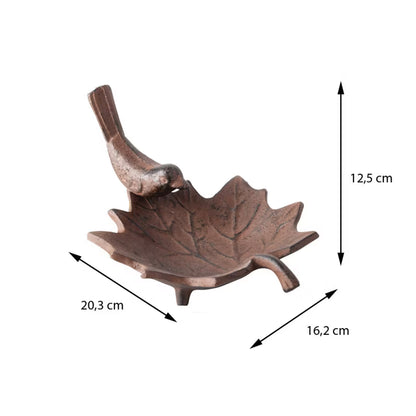 Fuglebad Bladformet 20x16 cm Brun Støbejern