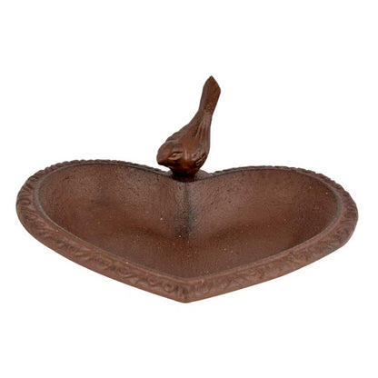 Fuglebad Hjerte 17x15x8 cm Brun Støbejern