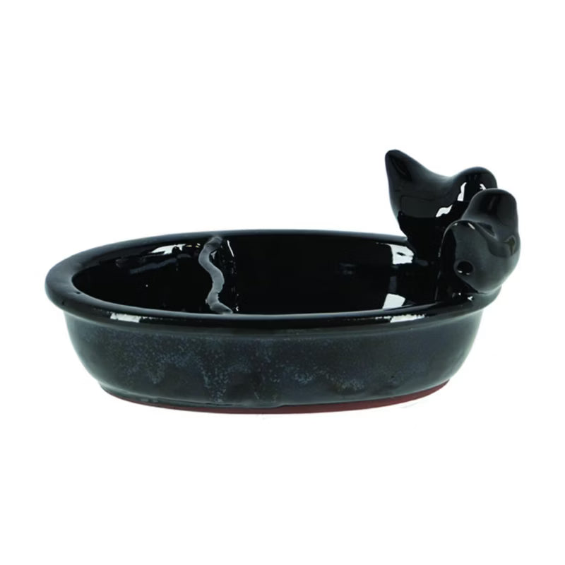 Fuglebad Keramisk 15x20 cm Sort