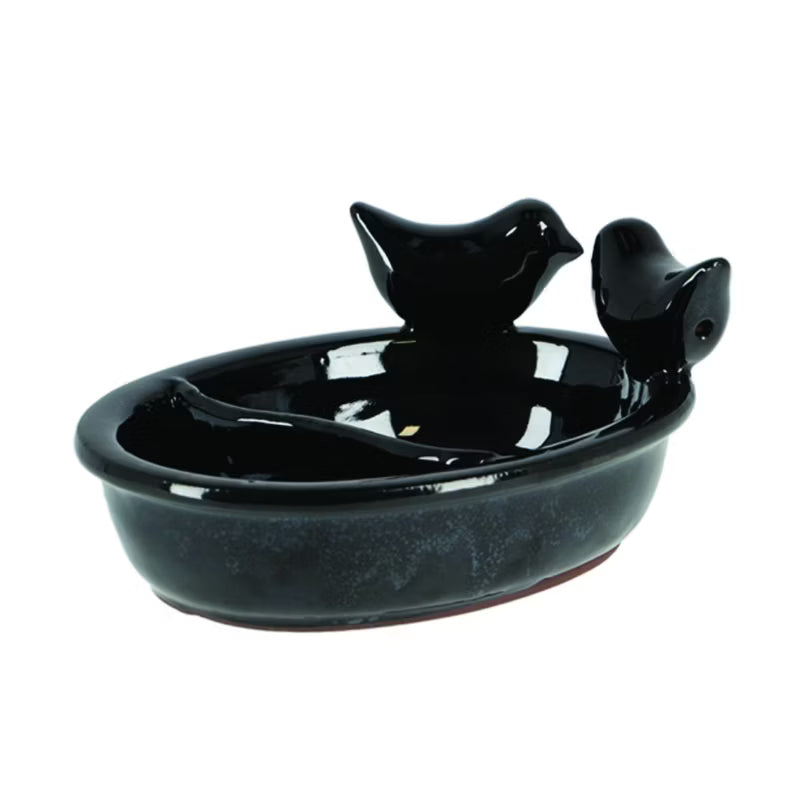 Fuglebad Keramisk 15x20 cm Sort