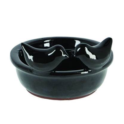 Fuglebad Keramisk 15x20 cm Sort