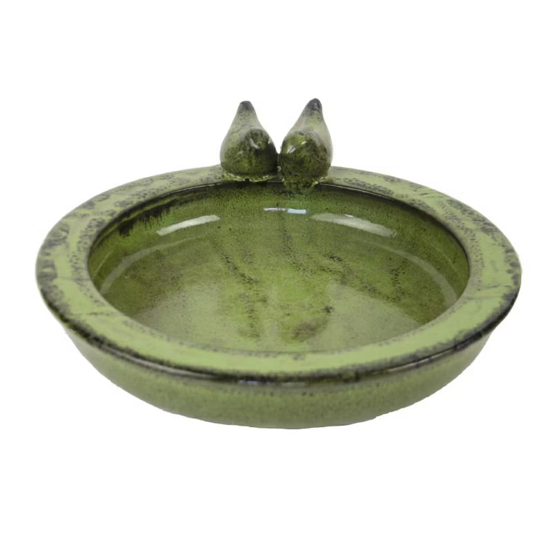 Fuglebad Keramisk 33x30 cm Grøn